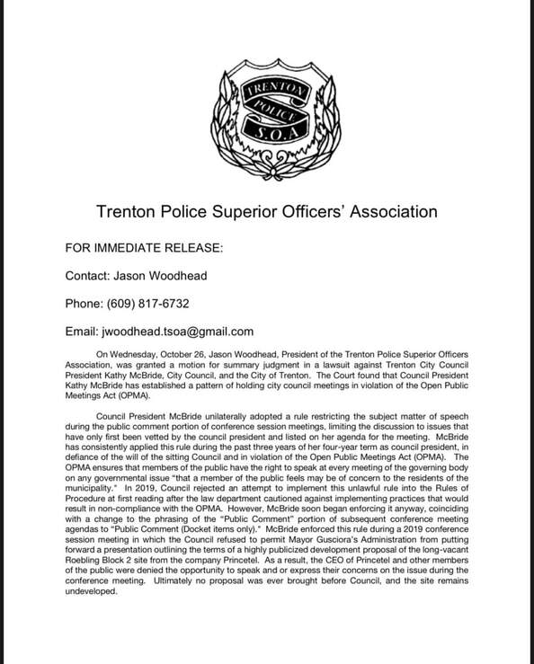 Trenton Police, kathy mcbride